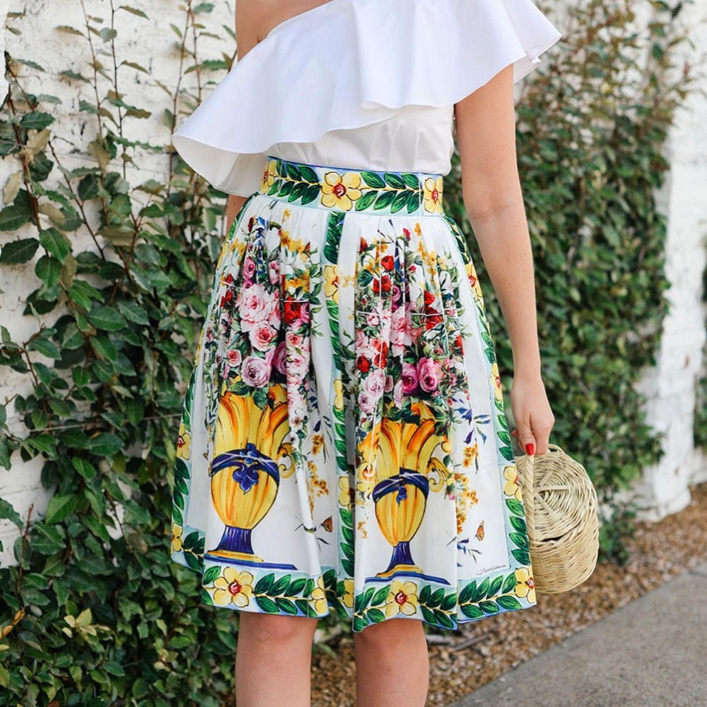DOLCE & GABANNA “Gardens of Rome” midi poplin skirt (38)